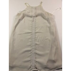 Monteau White Beach Summer Crochet Lace Trim Halter Neck Tank Top Womens Large